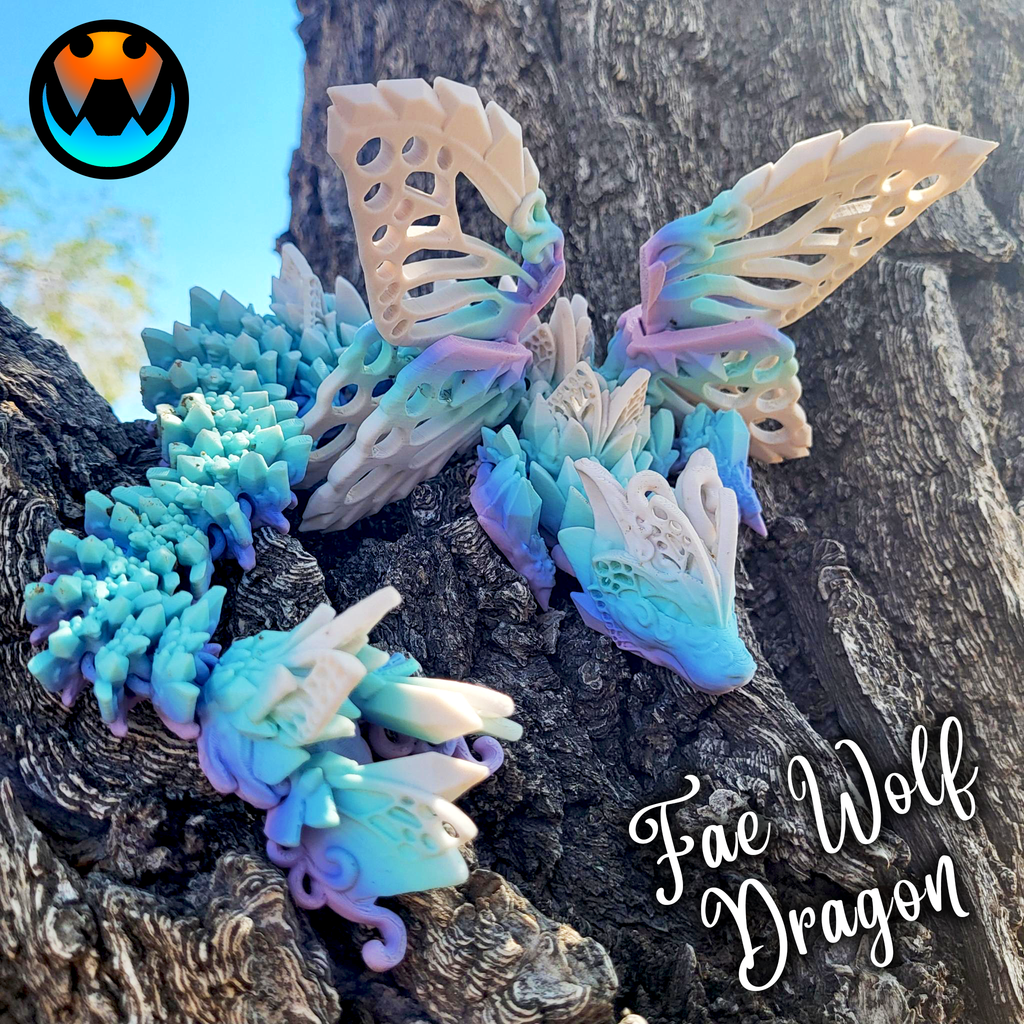 Adult Fae Wolf Dragon - FDM Filament Articulated Flexi