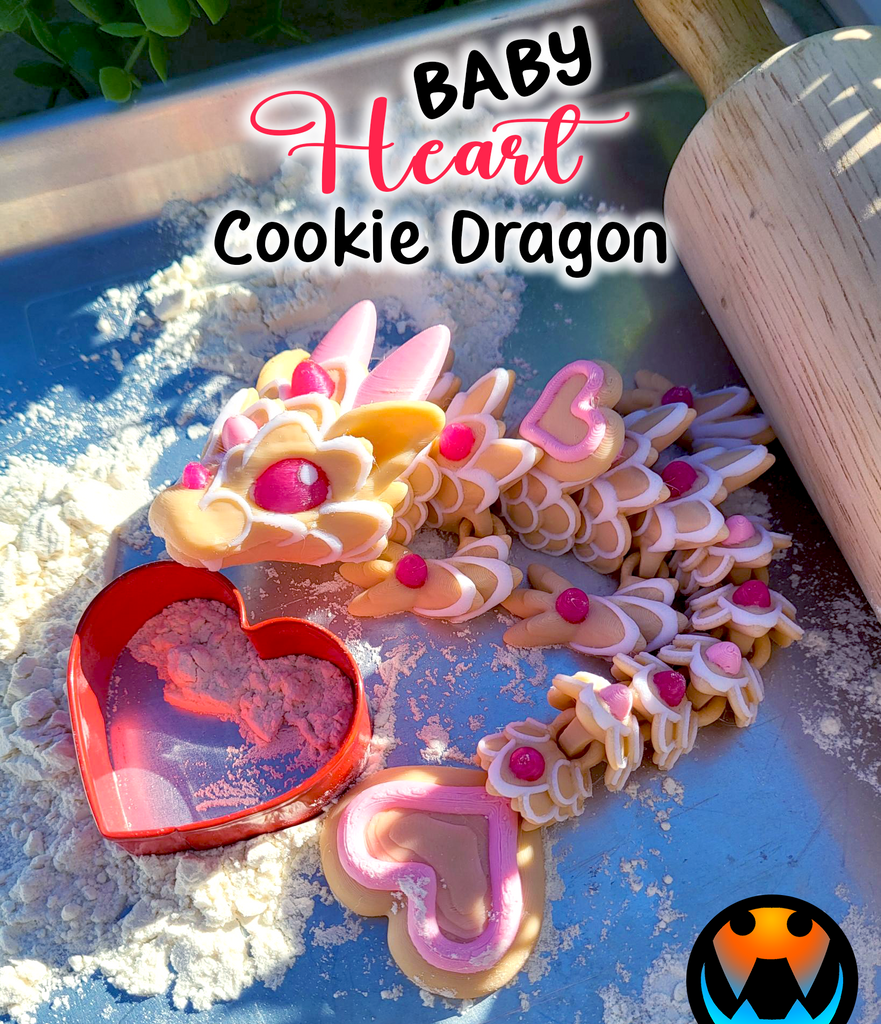 Baby Sugar Cookie Heart Dragon - PLA Filament Articulated Flexi