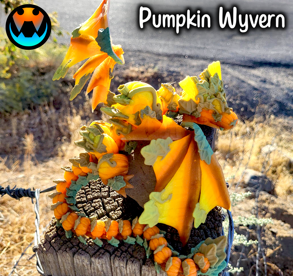 Pumpkin Wyvern Dragon - 3D Articulated Fidget Toy - Ready to Play or Display!