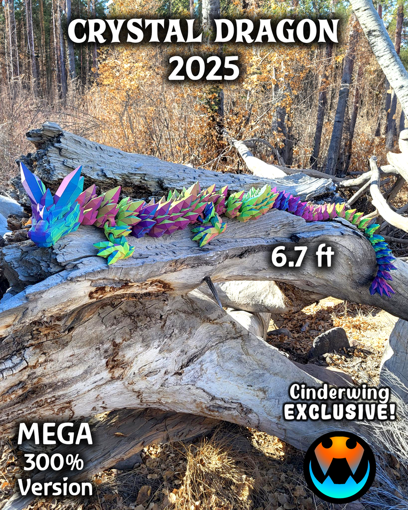 MEGA Crystal Dragon - 3D Articulated Flexi Fidget Friend