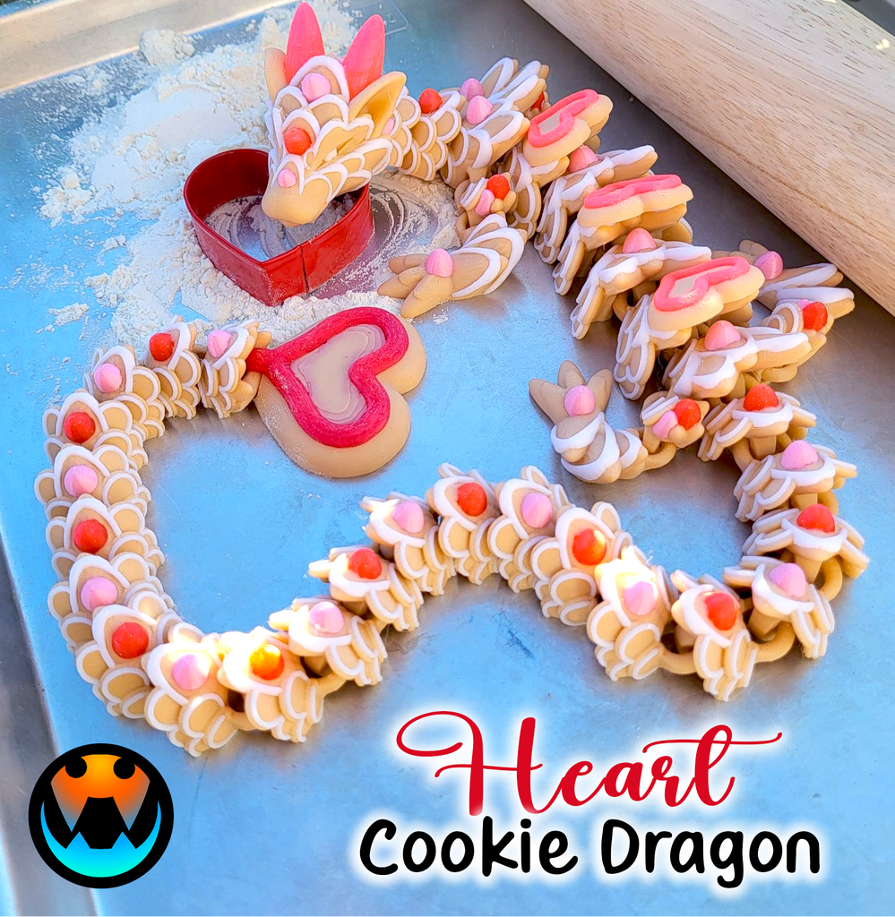 Sugar Cookie Heart Dragon - FDM Filament Articulated Flexi Dragon