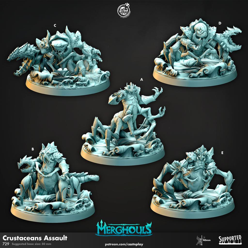 Crustaceans Assault- MerGhouls Collection - 3D Resin Print - D&D Pathfinder NPC Miniature