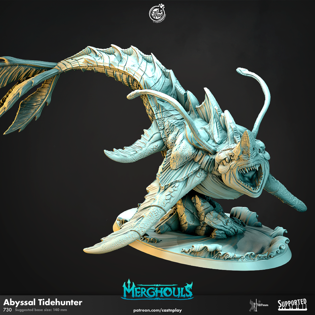 Abyssal Tidehunter- MerGhouls Collection - 3D Resin Print - D&D Pathfinder NPC Miniature