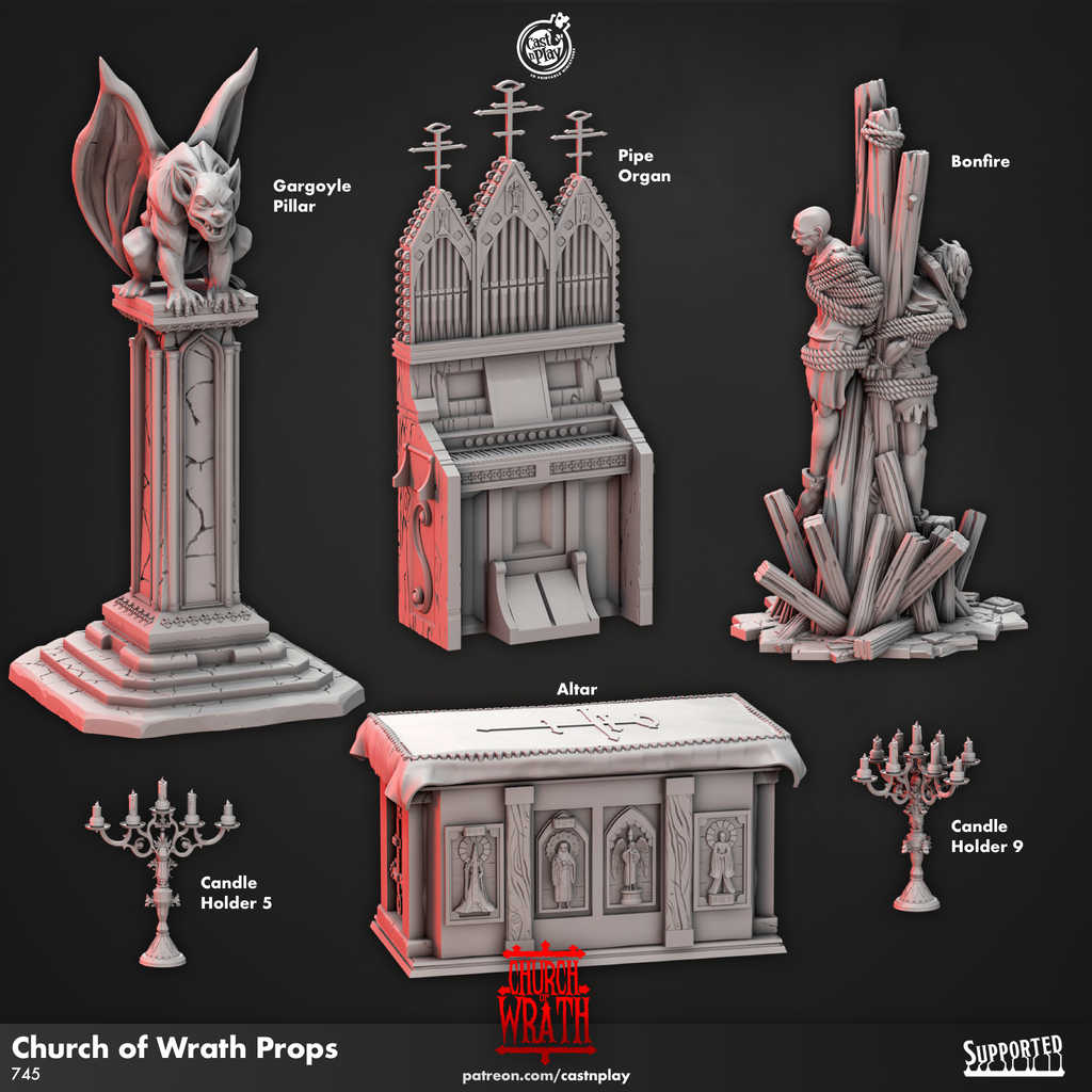 Church of Wrath Props- Church of Wrath Collection - 3D Resin Print - D&D Pathfinder NPC Miniature