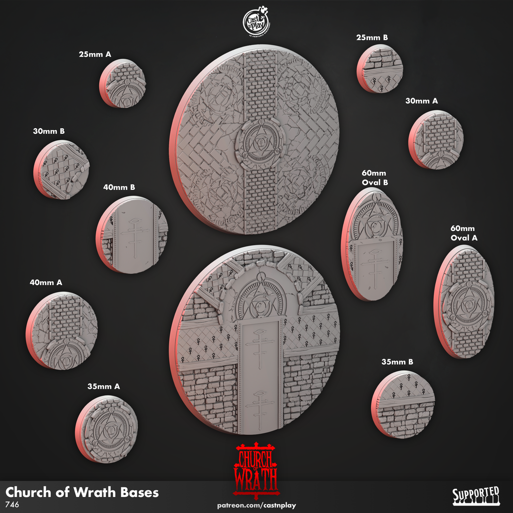 Church of Wrath Base Props - Church of Wrath Collection - 3D Resin Print - D&D Pathfinder NPC Miniature