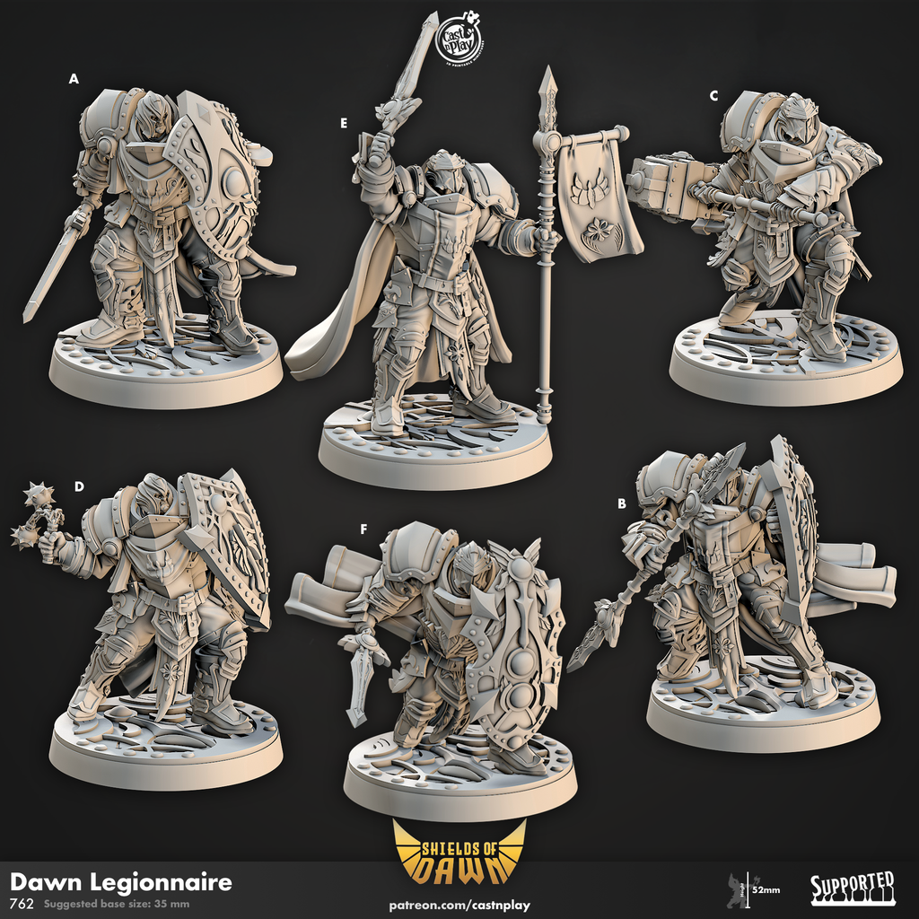 Dawn Legionnaire - Shields of Dawn Collection - 3D Resin Print - D&D Pathfinder NPC Miniature