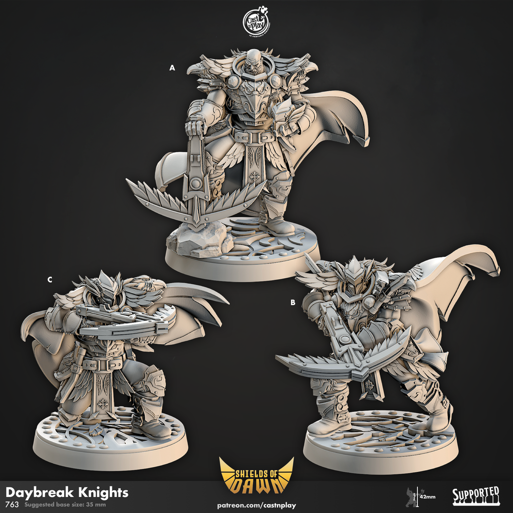 Daybreak Knights - Shields of Dawn Collection - 3D Resin Print - D&D Pathfinder NPC Miniature