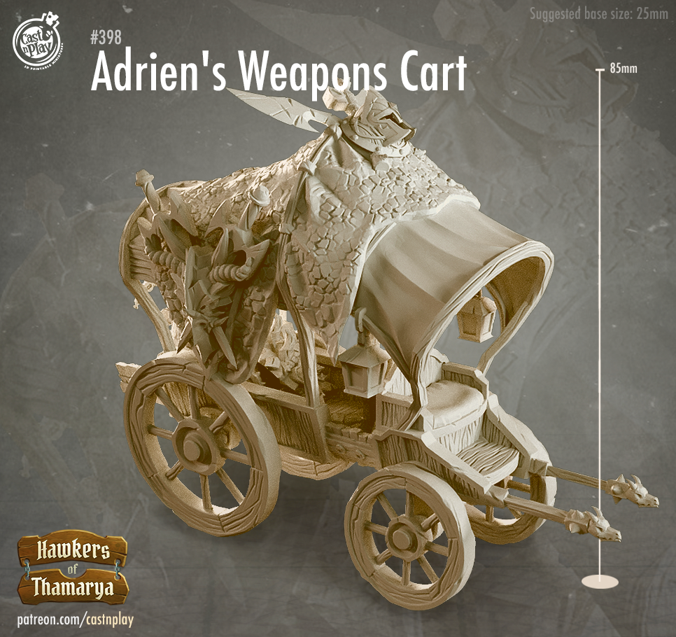 Adrien Wepons  Cart Prop - Hawkers of Thamarya Collection - 3D Resin Print - D&D Pathfinder NPC Miniature