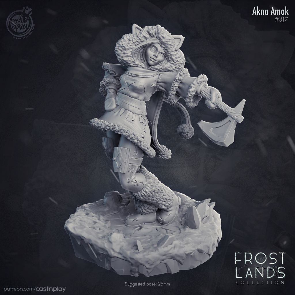 Akna Amak Female Mystic - Frost Lands Collection - 3D Resin Print - D&D Pathfinder NPC Miniature