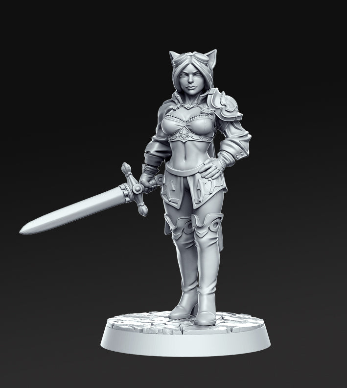 Ambar Kitsune Rogue Female - 3D Resin Print - D&D Pathfinder NPC Miniature