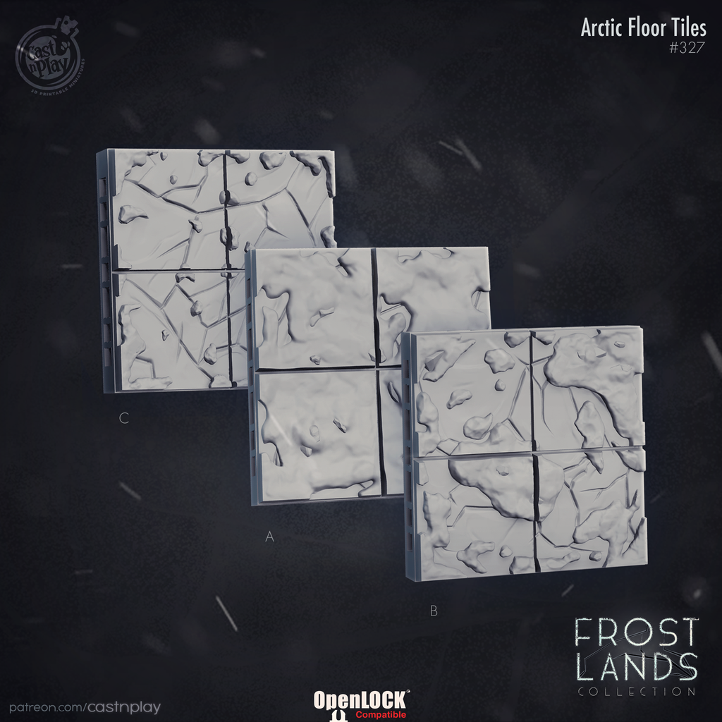 Artic Floor Tiles - Frost Lands Collection - 3D Resin Print - D&D Pathfinder NPC Miniature