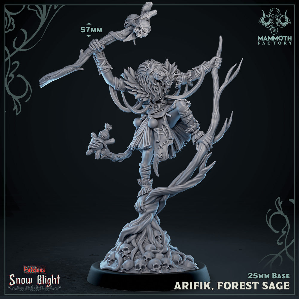 Arifik Forest Sage - Snow Blight Fateless Collection - 3D Resin Print - D&D Pathfinder NPC Miniature