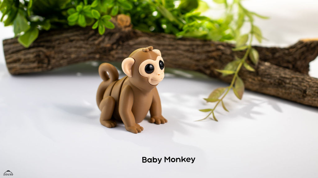 Micro Friends - Baby Monkey - Articulating Buddies Zoo Animal Friends