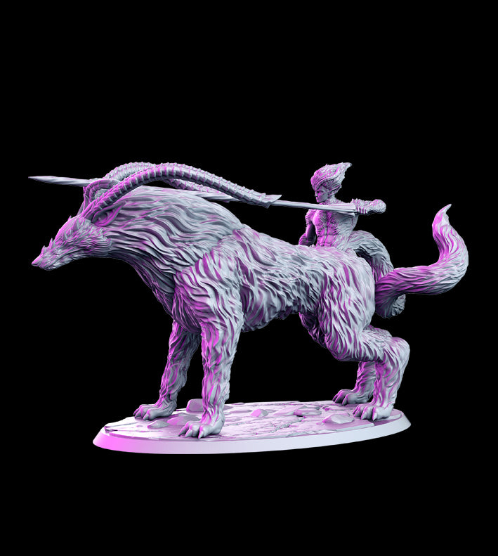 Bakumaan  Spirt Wolfhound- 3D Resin Print - D&D Pathfinder NPC Miniature