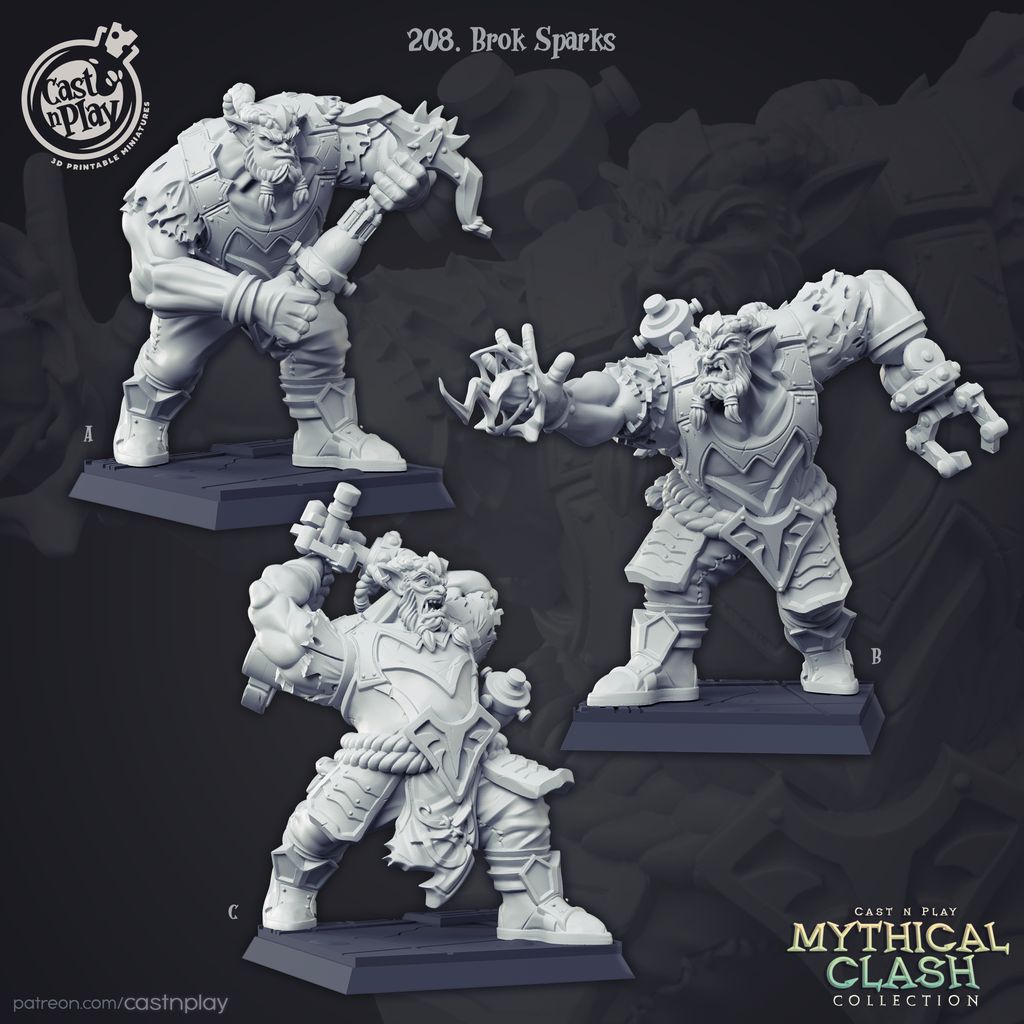 Brok Sparks Orc Artificer - Mythical Clash Collection - 3D Resin Print - D&D Pathfinder NPC Miniature