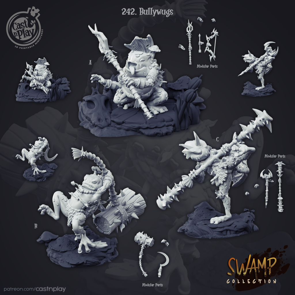 Bullywugs - Swamp Collection - 3D Resin Print - D&D Pathfinder NPC Miniature