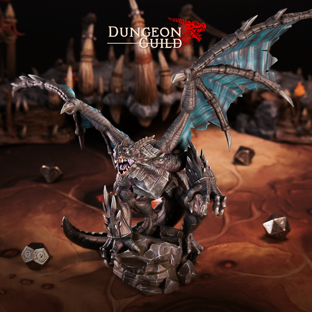 Obsidian Dragon - Dungeon Guild Collection - 3D Resin Print - D&D Pathfinder NPC Miniature