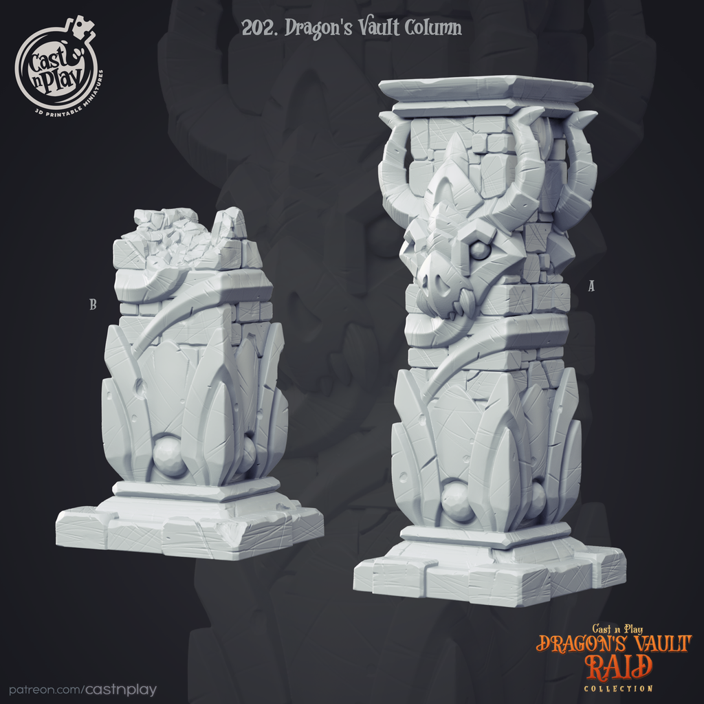 Column Props - Dragons Vault Raid Collection - 3D Resin Print - D&D Pathfinder NPC Miniature