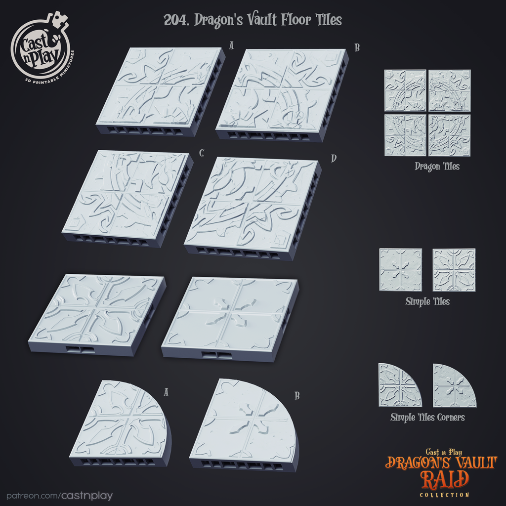 Floor Tiles - Dragons Vault Raid Collection - 3D Resin Print - D&D Pathfinder NPC Miniature