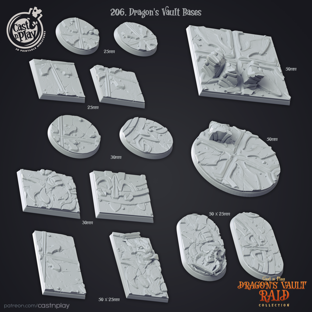 Figurine Base - Dragons Vault Raid Collection - 3D Resin Print - D&D Pathfinder NPC Miniature