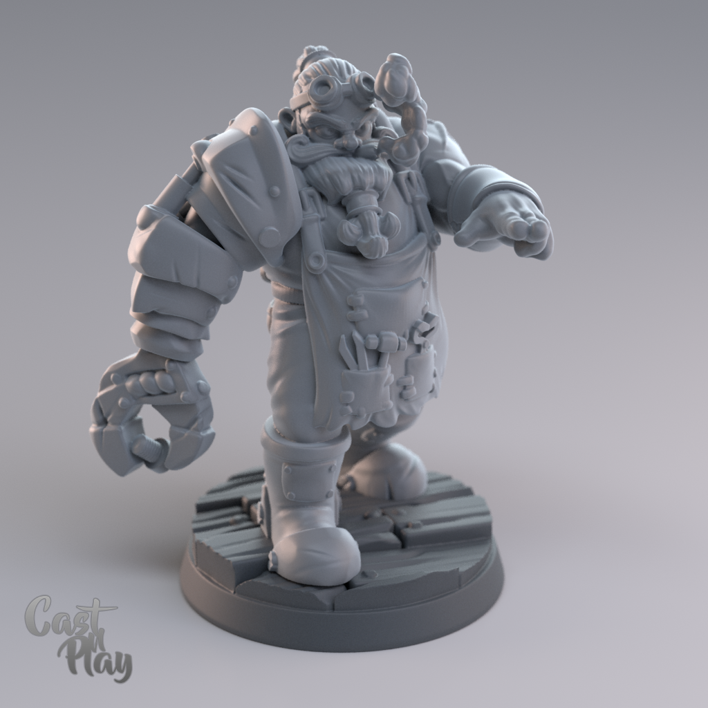 Dwarf Male Engineer - 3D Resin Print - D&D Pathfinder NPC Miniature