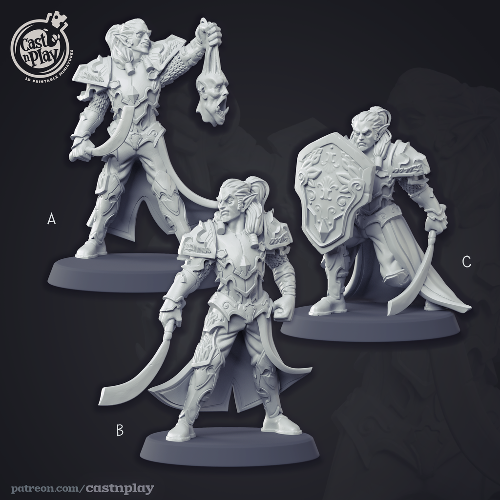 Male Elf Warrior - Grand Tournament Collection - 3D Resin Print - D&D Pathfinder NPC Miniature