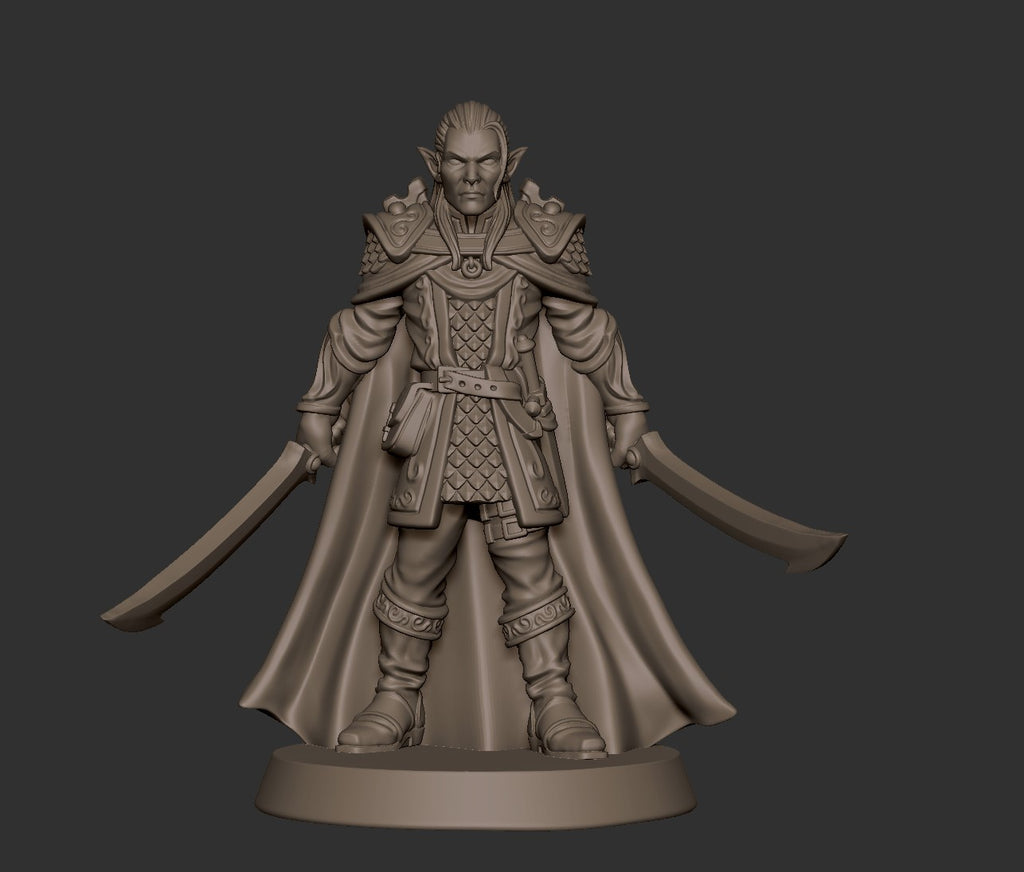 Evendil Gennala Elf Warrior - Against The Shadows Collection - 3D Resin Print - D&D Pathfinder NPC Miniature