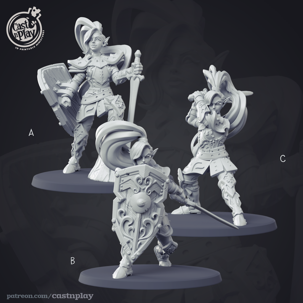 Female Elf Warrior - Grand Tournament Collection - 3D Resin Print - D&D Pathfinder NPC Miniature