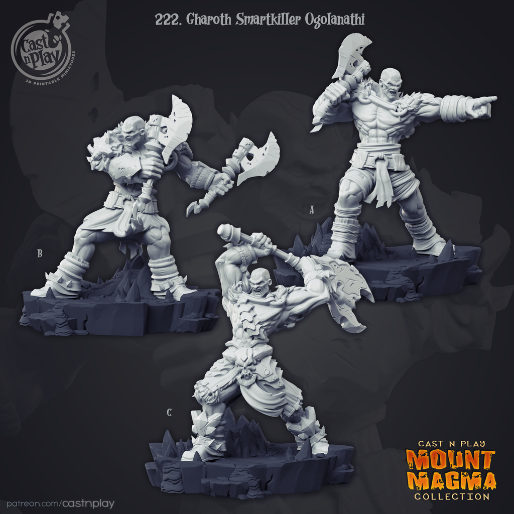 Gharoth Smartkiller Ogolanathi - Mount Magma Collection - 3D Resin Print - D&D Pathfinder NPC Miniature