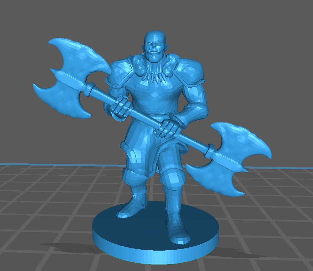 Barbarian Half Orc Double Axe Male