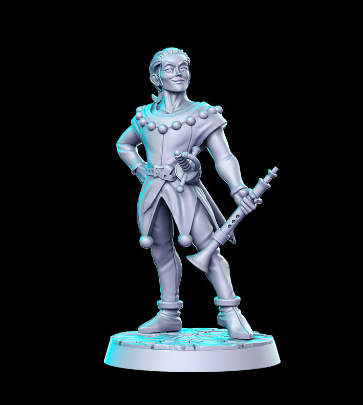 Isidor Human Male Bard with Clarinet - 3D Resin Print - D&D Pathfinder NPC Miniature