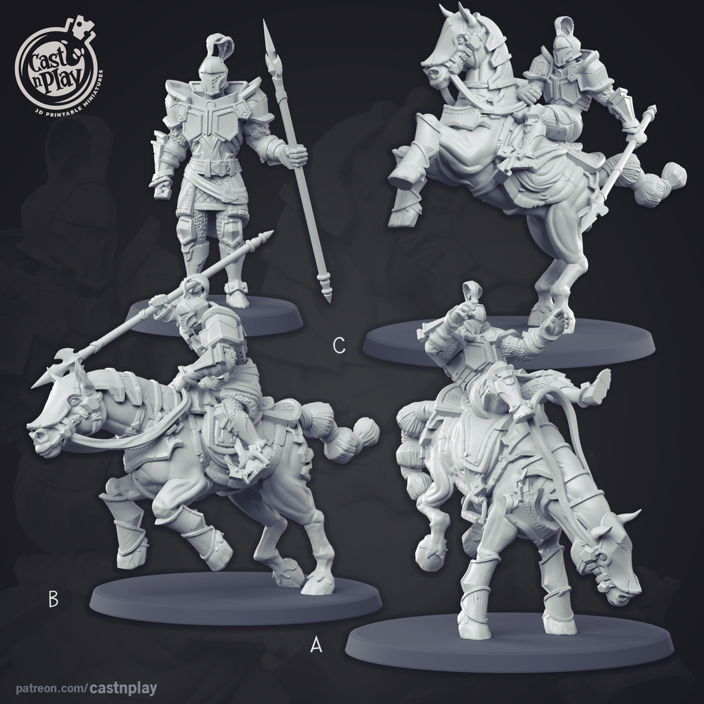 Mounted Warrior - Grand Tournament Collection - 3D Resin Print - D&D Pathfinder NPC Miniature