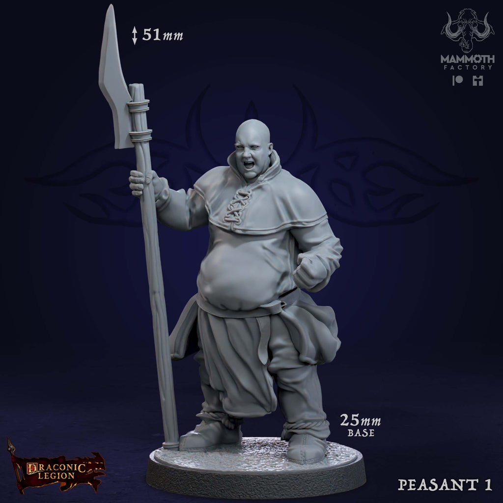 Auxiliar Human Peasants 1-5 - Draconic Legion Collection - 3D Resin Print - D&D Pathfinder NPC Miniature