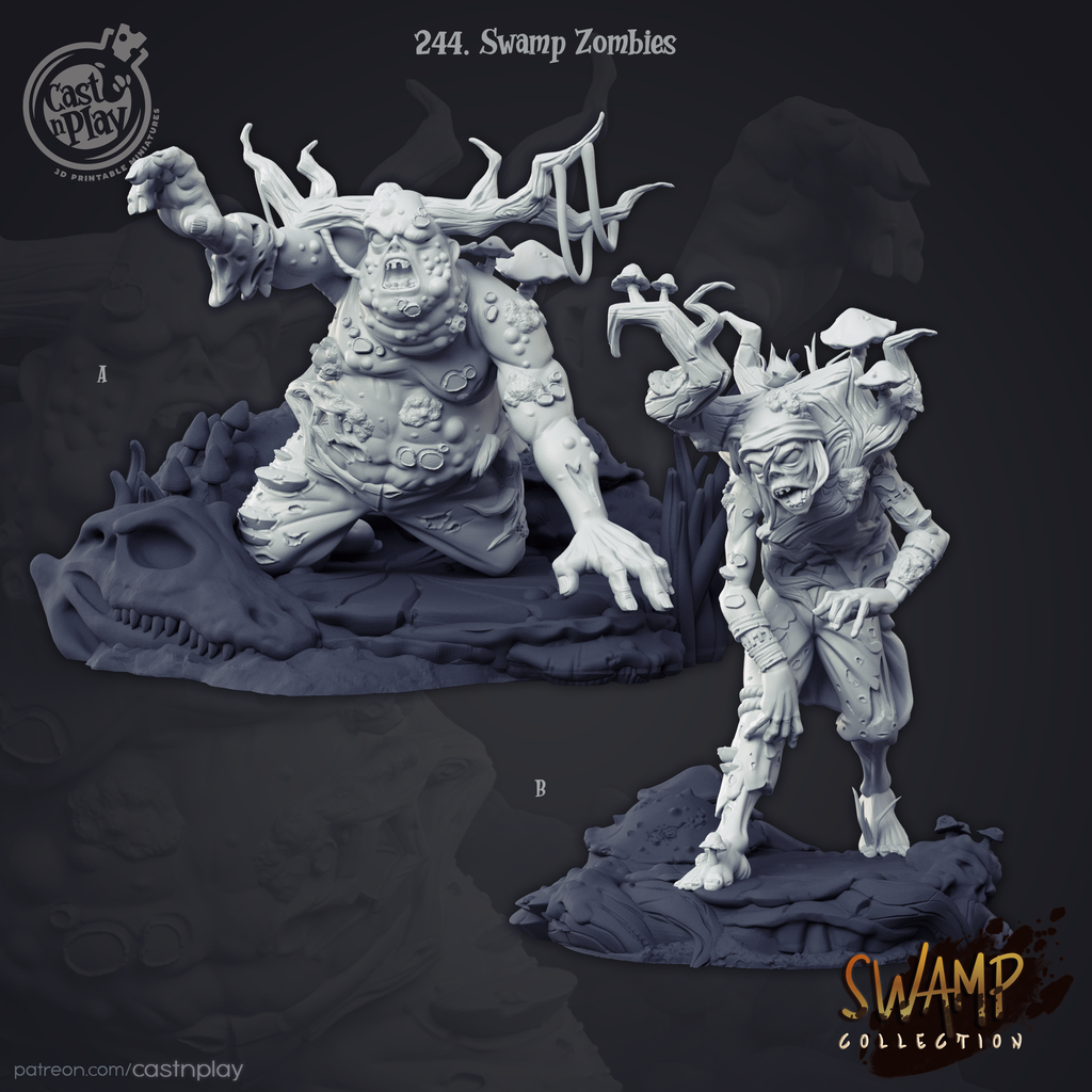 Swamp Zombies - Swamp Collection - 3D Resin Print - D&D Pathfinder NPC Miniature