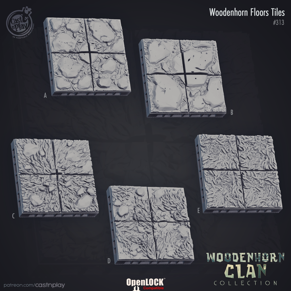 Floor Tile Props - Woodenhorn Clan Collection -3D Resin Print - D&D Pathfinder NPC Miniature