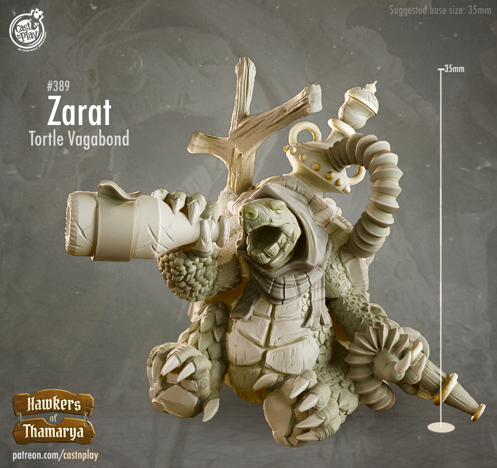 Zarat Tortle Vagabond - Hawkers of Thamarya Collection - 3D Resin Print - D&D Pathfinder NPC Miniature