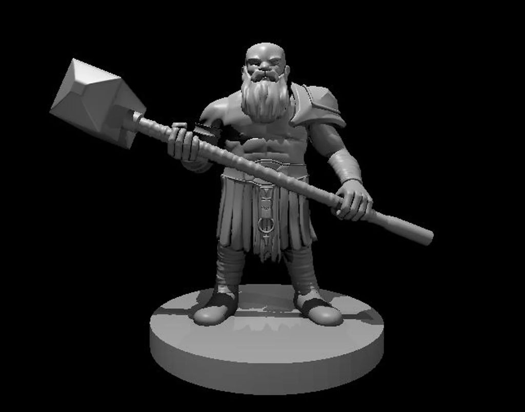 Barbarian Dwarf with Beard - 3D Resin Print - D&D Pathfinder NPC Miniature