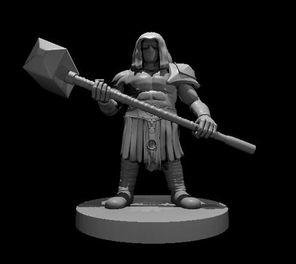 Barbarian Dwarf with Maul and a mask - 3D Resin Print - D&D Pathfinder NPC Miniature