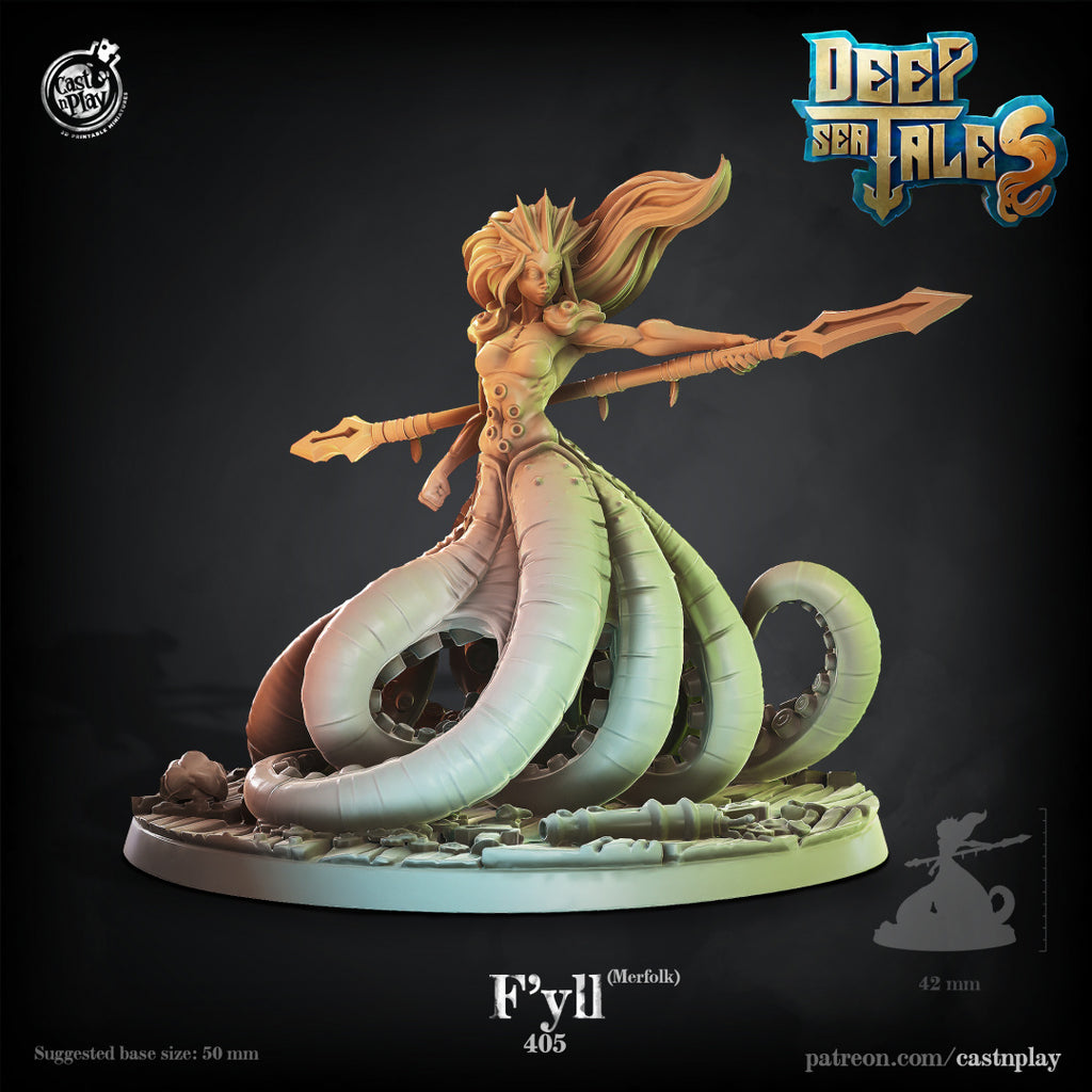 F'yll Merefolk - Deep Sea Tales Collection - 3D Resin Print - D&D Pathfinder NPC Miniature