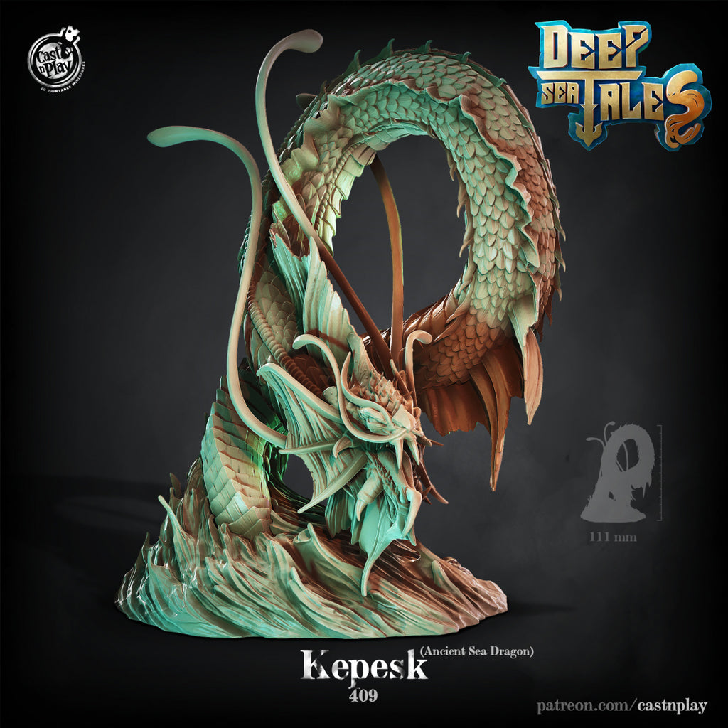 Kepesk Ancient Sea Dragon - Deep Sea Tales Collection - 3D Resin Print - D&D Pathfinder NPC Miniature