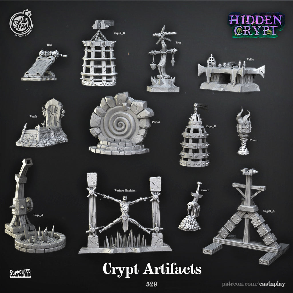 Crypt Artifacts Props - Hidden Crypt Collection - 3D Resin Print - D&D Pathfinder NPC Miniature