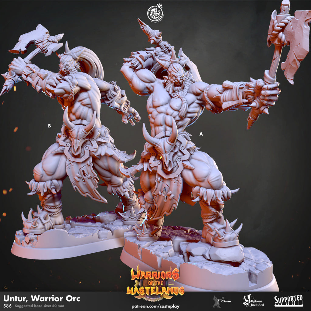 Untur Warrior Orc - Warriors of Wastelands Collection - 3D Resin Print - D&D Pathfinder NPC Miniature