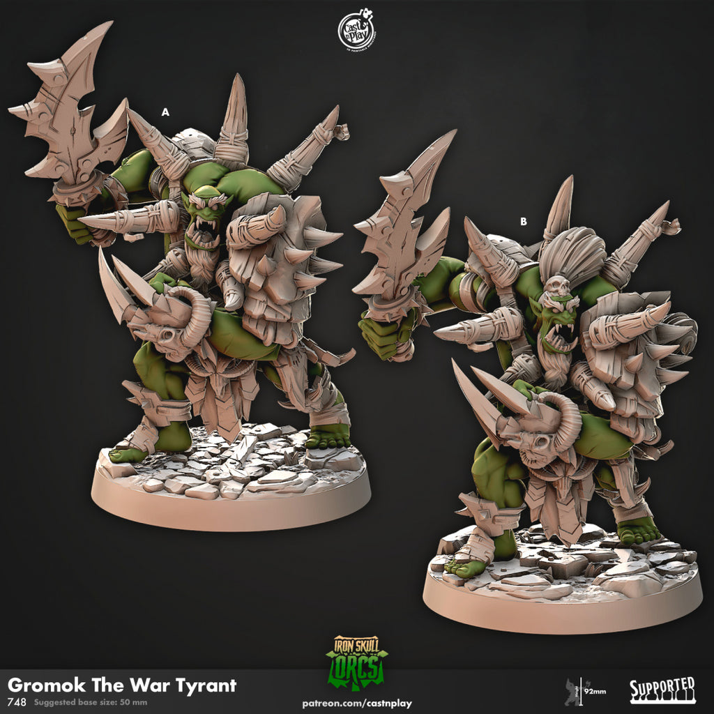 Gromok The War Tyrant - Iron Skull Orck Collection - 3D Resin Print - D&D Pathfinder NPC Miniature