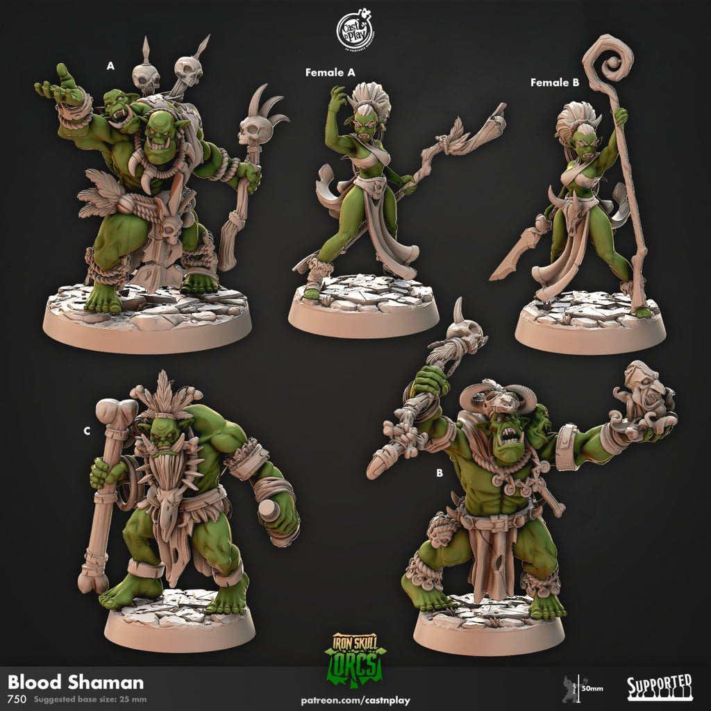 Blood Shaman - Iron Skull Orcs Collection - 3D Resin Print - D&D Pathfinder NPC Miniature