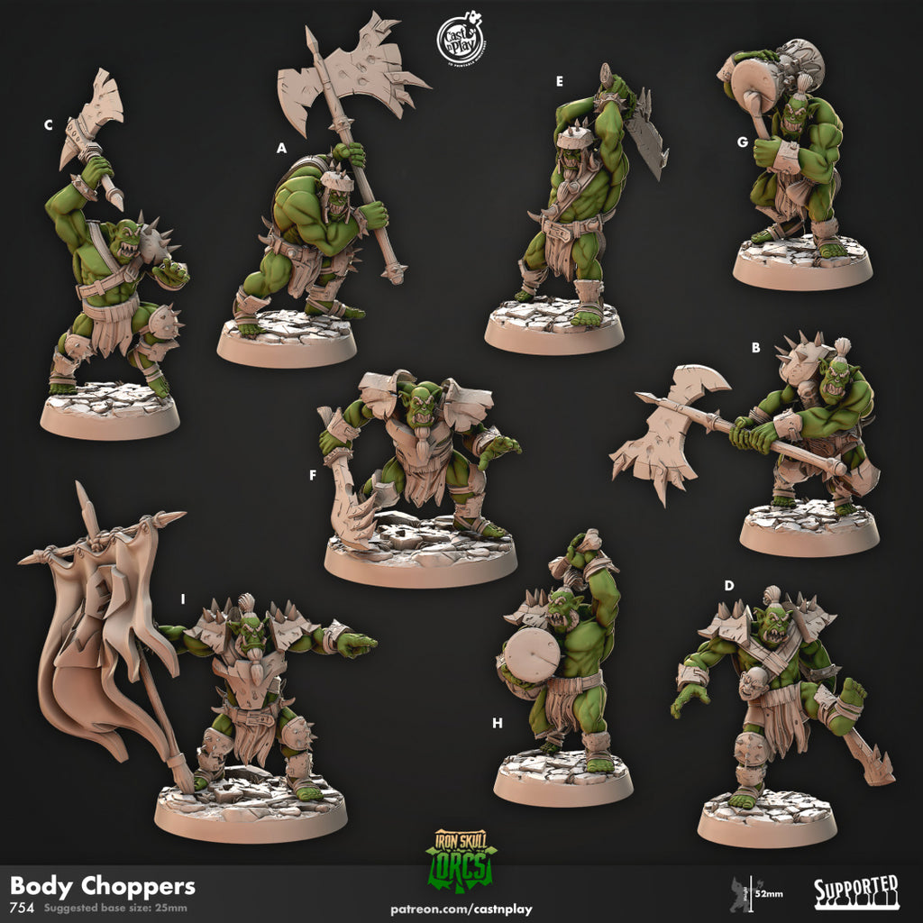 Body Choppers - Iron Skull Orcs Collection - 3D Resin Print - D&D Pathfinder NPC Miniature