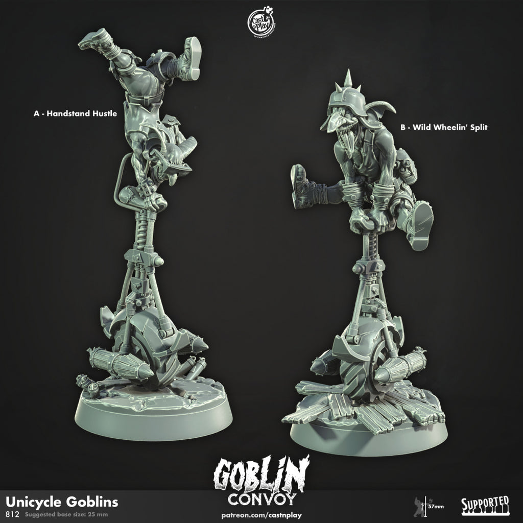 Unicycle Goblins - Goblin Convoy Collection - 3D Resin Print - D&D Pathfinder NPC Miniature