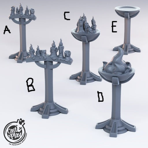 Floor Lamps Props - 3D Resin Print - D&D Pathfinder NPC Miniature