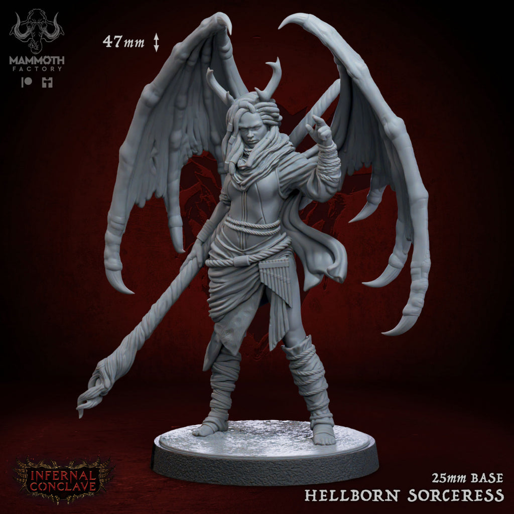 Hellborn Soceress - Infernal Conclave Collection - 3D Resin Print - D&D Pathfinder NPC Miniature