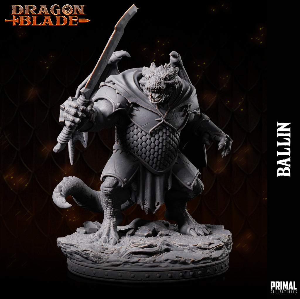 Ballin Draconian Fighter - Dragon Blade Collection - 3D Resin Print - D&D Pathfinder NPC Miniature