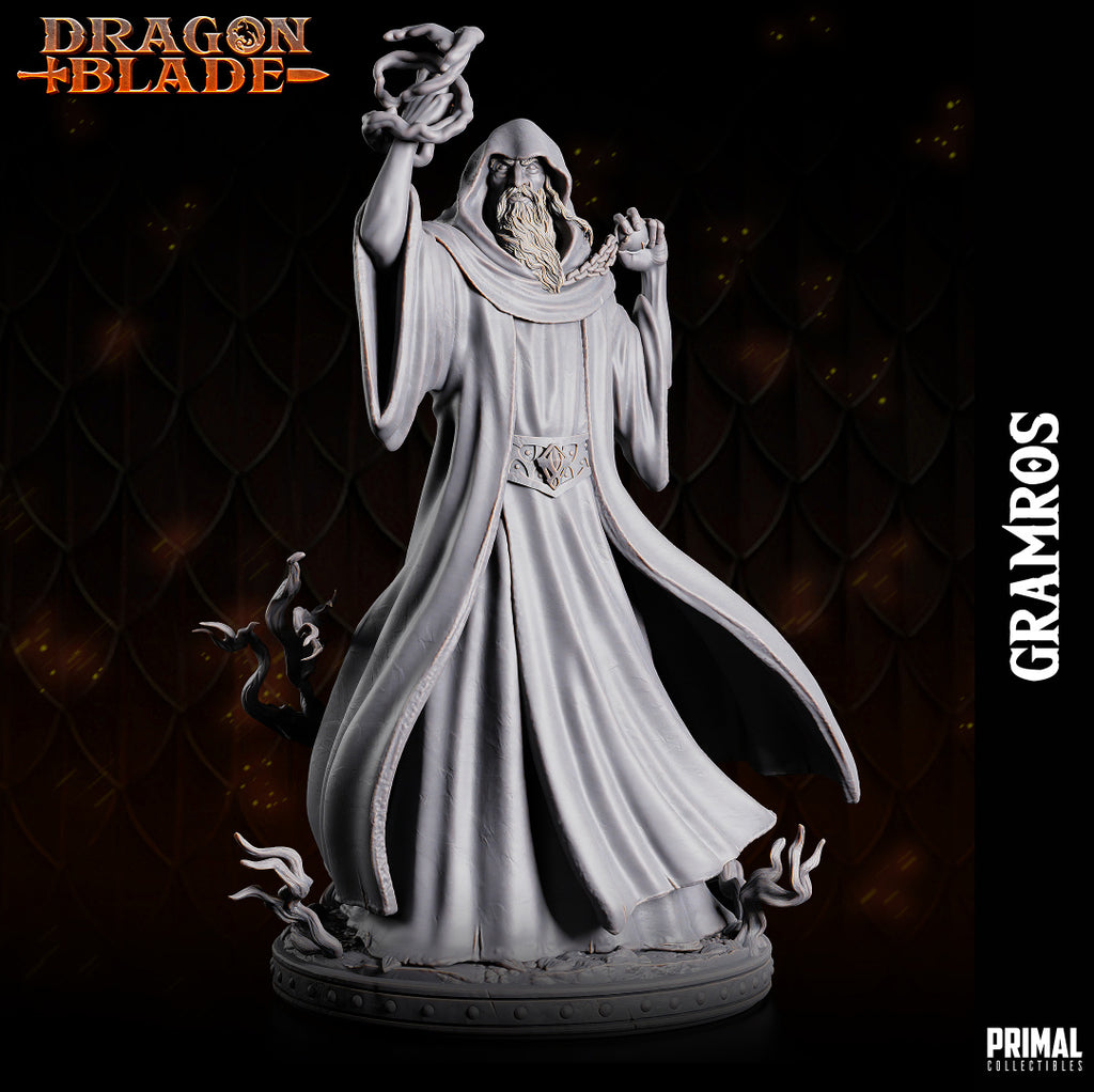 Gramros Male Dark Wizard - Dragon Blade Collection - 3D Resin Print - D&D Pathfinder NPC Miniature